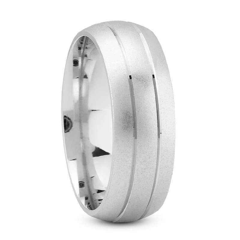 Mens 14KT White Gold Platinum Traditional Wedding Band M367