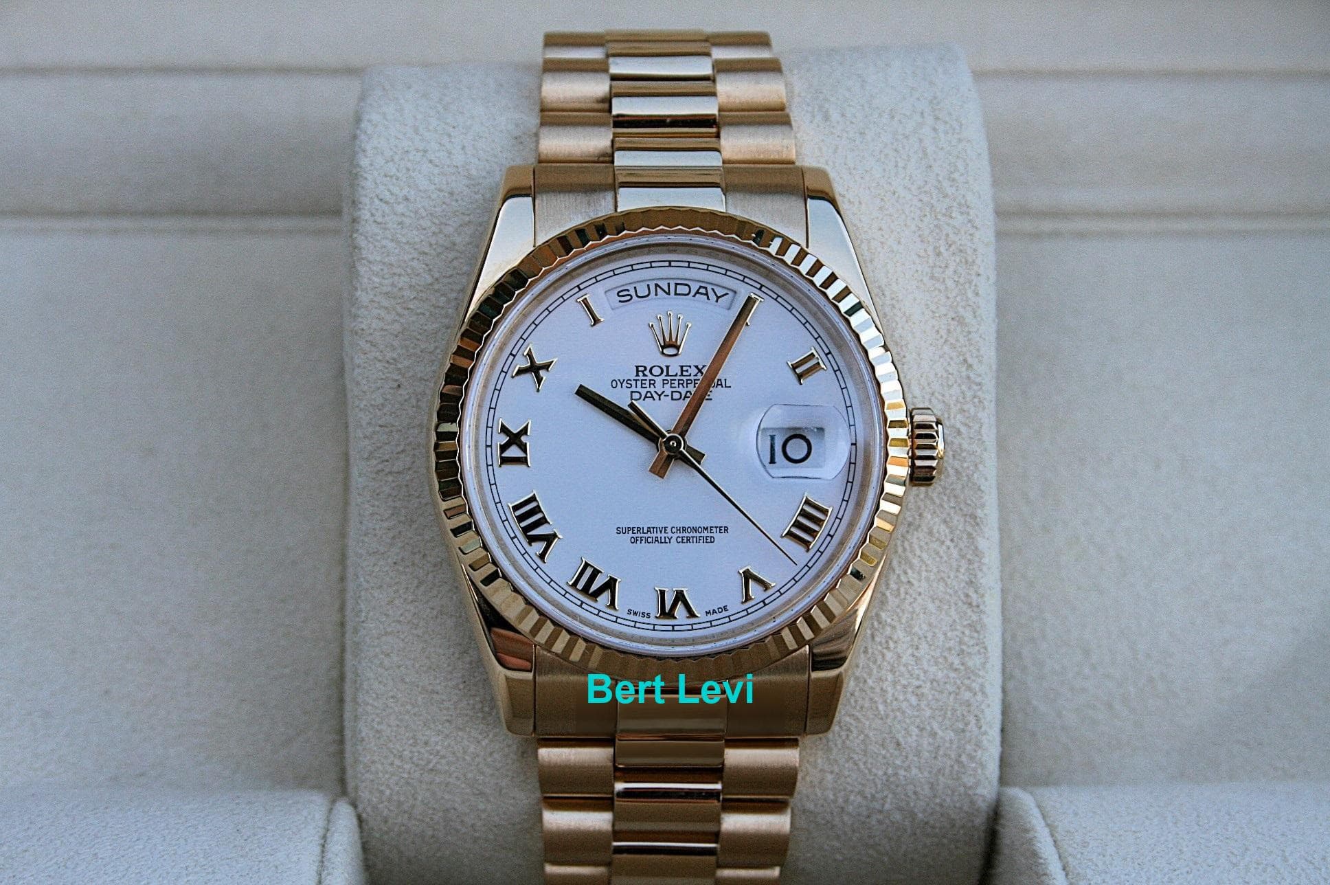 ROLEX 118238 DAY DATE WATCH 36MM PRESIDENT 18K YELLOW GOLD