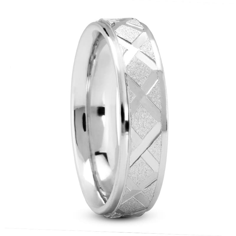 Mens 14KT White Gold Platinum Traditional Wedding Band M234