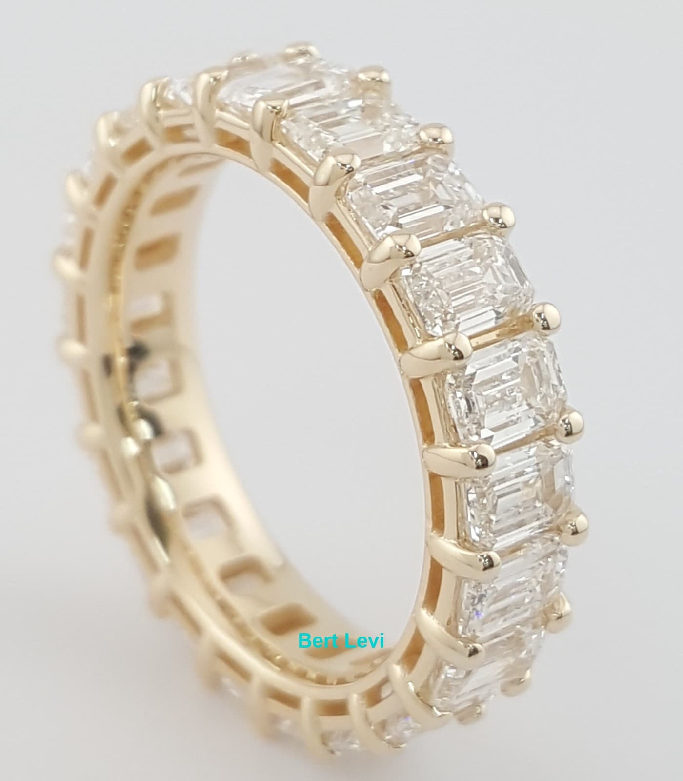 Emerald Cut Diamond Full Circle Eternity Wedding Anniv. Ring 4.2 ct 14K $13.6K
