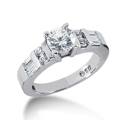 Ladies 14KT White Gold Platinum Fancy Engagement Ring ENR1483