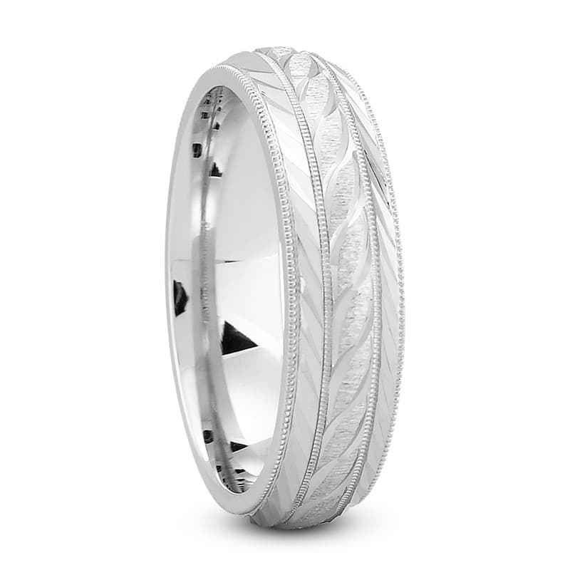 Mens 14KT White Gold Platinum Traditional Wedding Band M641