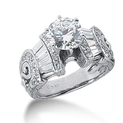 Ladies 14KT White Gold Platinum Fancy Engagement Ring ENR2779