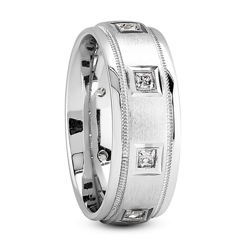 Ladies 14KT White Gold Platinum Traditional Wedding Band DB1122-7-PR