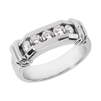 Mens 14KT White Gold Platinum Wedding Band MR1178