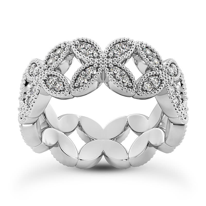 Ladies 14KT White Gold Platinum Eternity Wedding Band EWB526-4