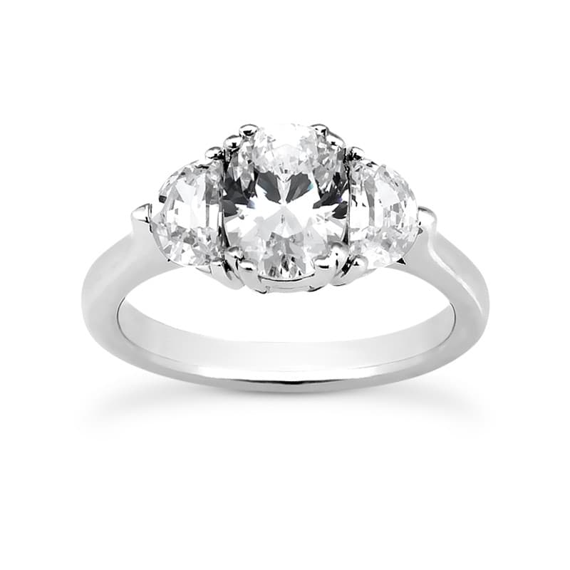 Ladies 14KT White Gold Platinum Three Stones Engagement Ring ENR7997