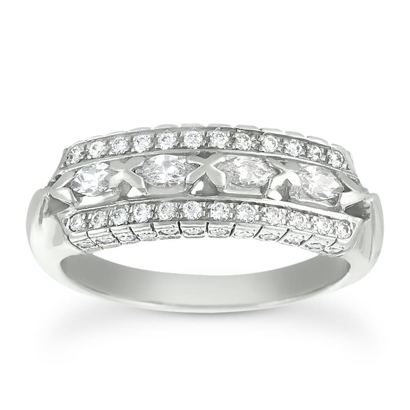 Ladies 14KT White Gold Platinum Diamond Wedding Band WB1501