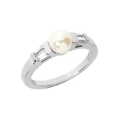 Ladies 14KT White Gold Platinum Color Stone Ring CSR142