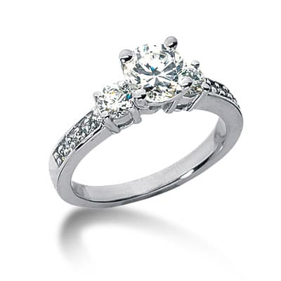 Ladies White Gold Platinum Round Diamond Three Stones Engagement Ring ENR6712