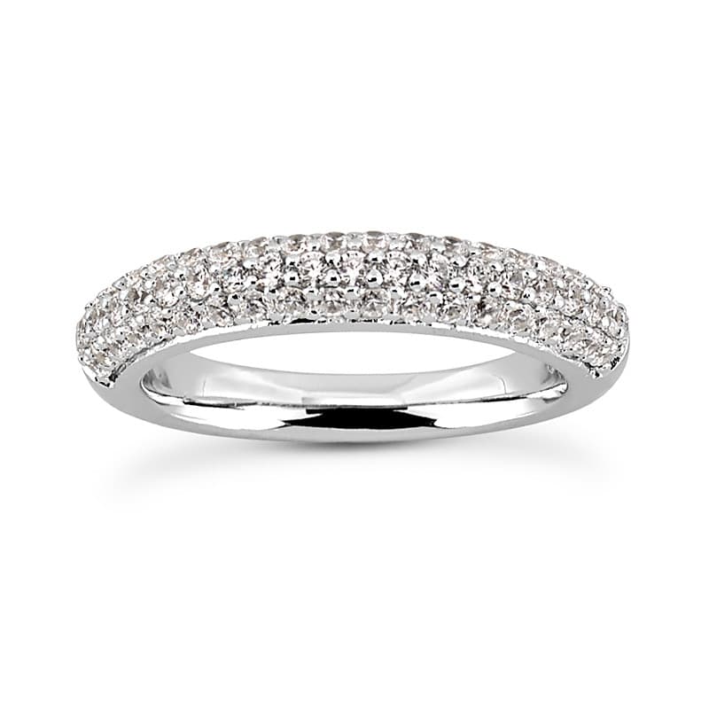 Ladies 14KT White Gold Platinum Round Diamond Wedding Band WB749