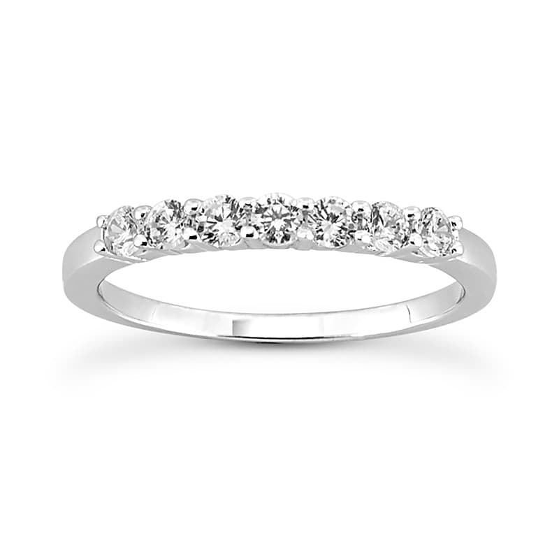 Ladies 14KT White Gold Platinum Round Diamond Wedding Band WB897