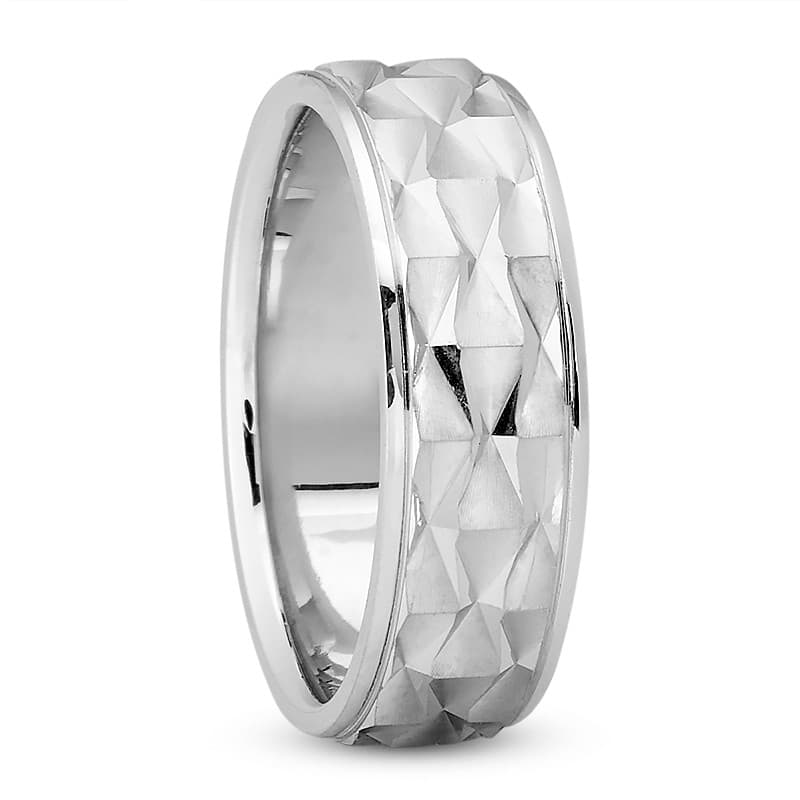 Mens 14KT White Gold Platinum Traditional Wedding Band M549