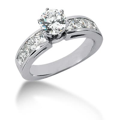 Ladies 14KT White Gold Platinum Fancy Engagement Set ENS715-A