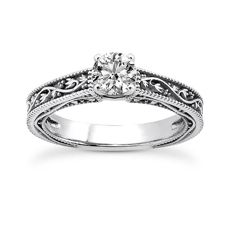 Ladies 14KT White Gold Platinum Solitaire Engagement Set ENS3577-A