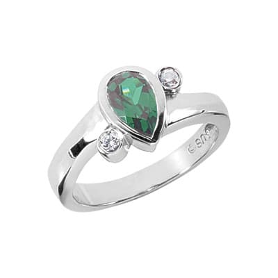 Ladies White Gold Platinum Oval Cut,Pear Diamond Color Stone Ring CSR105-7x5