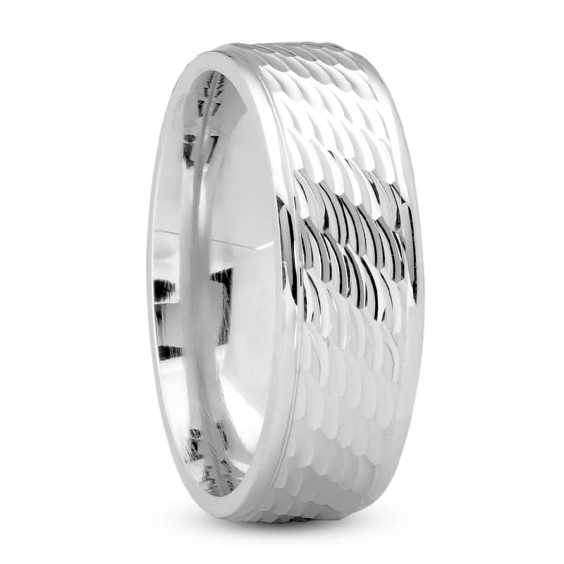 Mens 14KT White Gold Platinum Traditional Wedding Band M540
