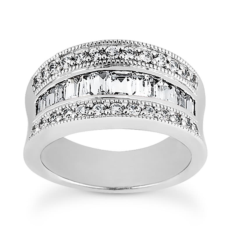 Ladies 14KT White Gold Platinum Diamond Wedding Band WB949