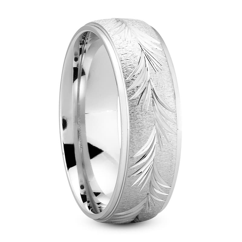 Mens 14KT White Gold Platinum Traditional Wedding Band M1182