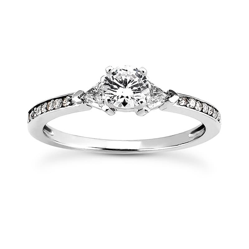 Ladies 14KT White Gold Platinum Tailored Engagement Set ENS3112-A