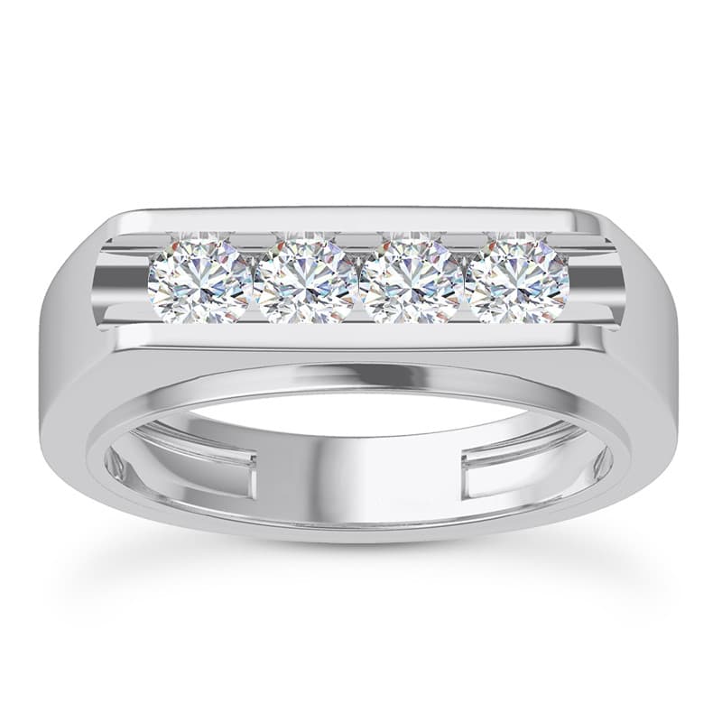 Mens 14KT White Gold Platinum Wedding Band MR1458