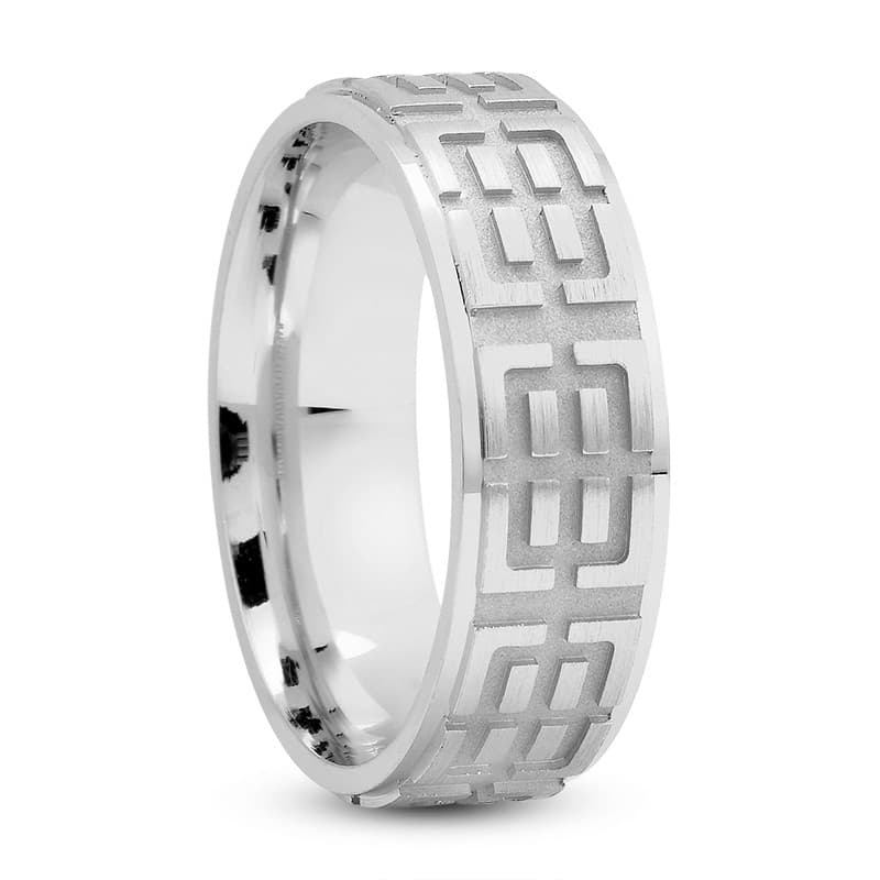 Mens 14KT White Gold Platinum Traditional Wedding Band M151