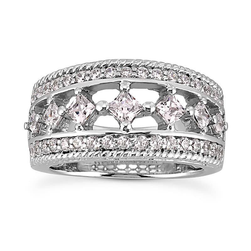 Ladies 14KT White Gold Platinum Diamond Wedding Band WB5219