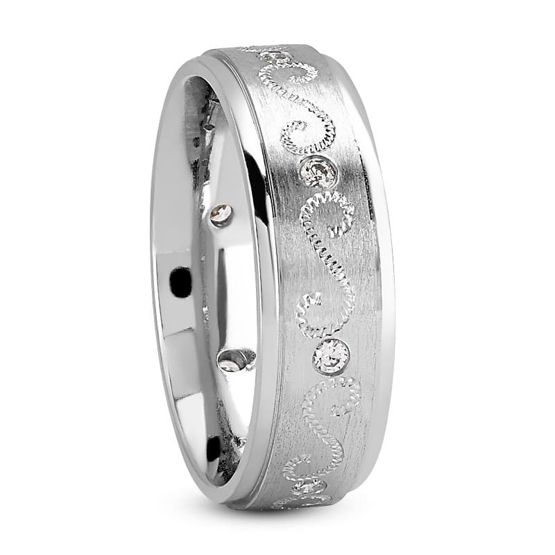 Ladies 14KT White Gold Platinum Traditional Wedding Band DB1076-7-RD