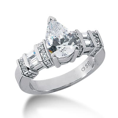 Ladies 14KT White Gold Platinum Fancy Engagement Ring ENR2926