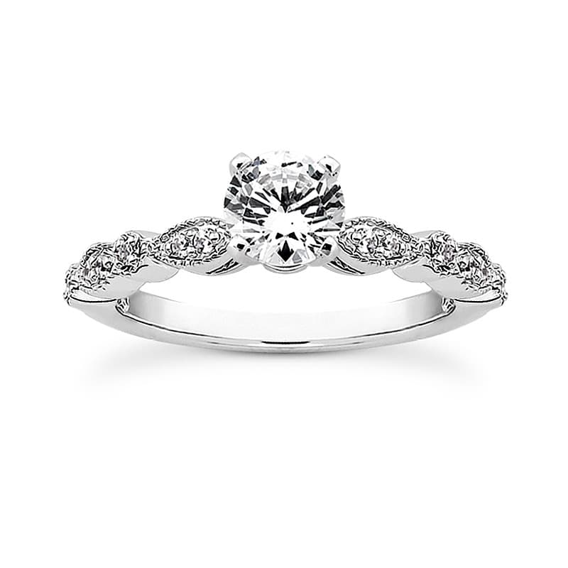 Ladies 14KT White Gold Platinum Round Diamond Engagement Sets ENS3028-A