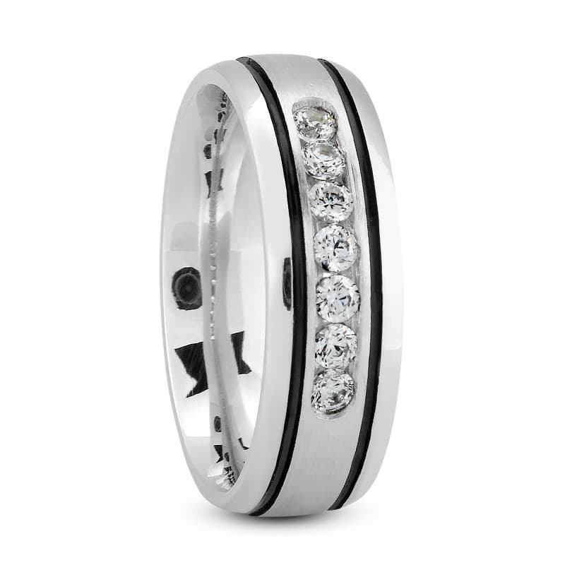 Mens 14KT White Gold Platinum Traditional Wedding Band MC221