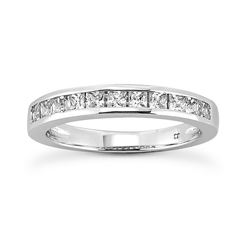 Ladies 14KT White Gold Platinum Princess Cut Diamond Wedding Band WB5245