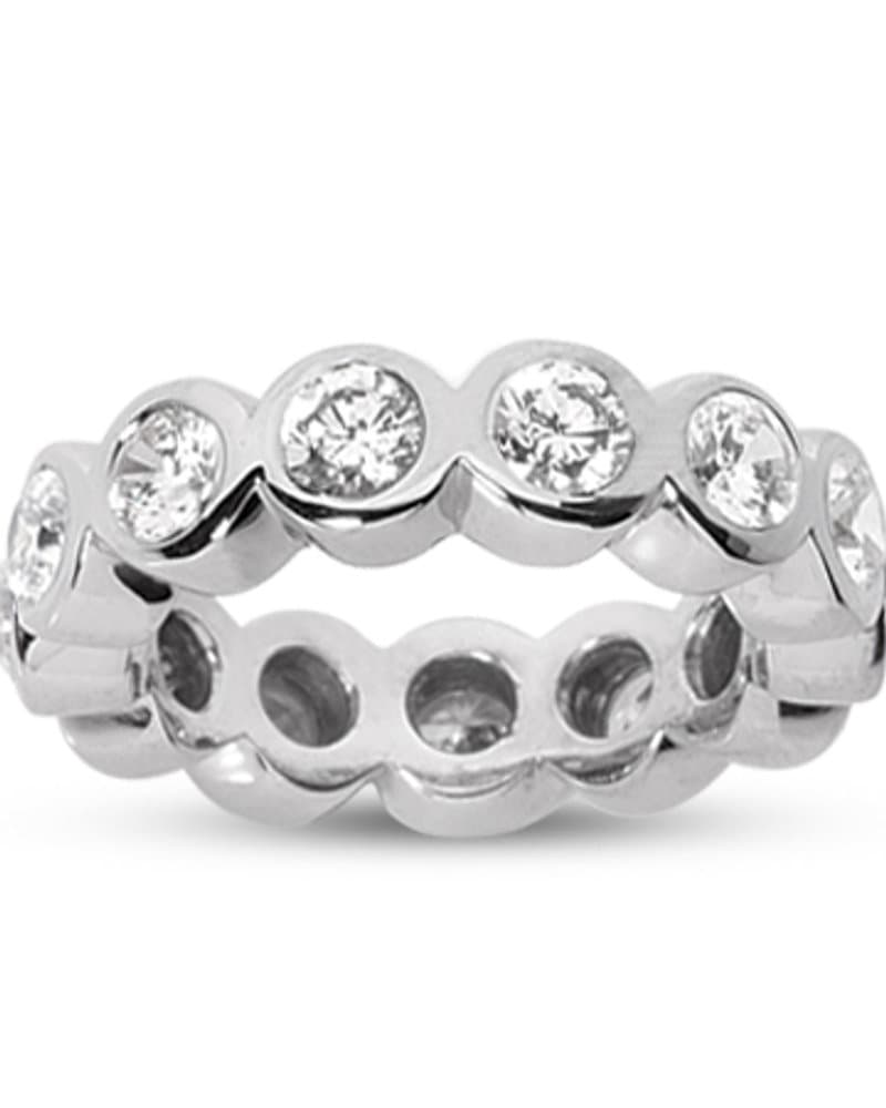 Ladies 14KT White Gold Platinum Eternity Wedding Band EWB104-10-5