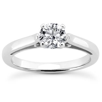 Ladies 14KT White Gold Platinum Solitaire Engagement Set ENS1991-A
