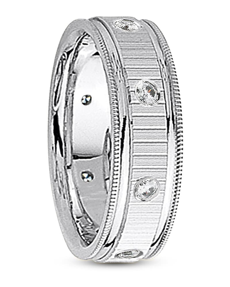 Ladies 14KT White Gold Platinum Traditional Wedding Band DB1008