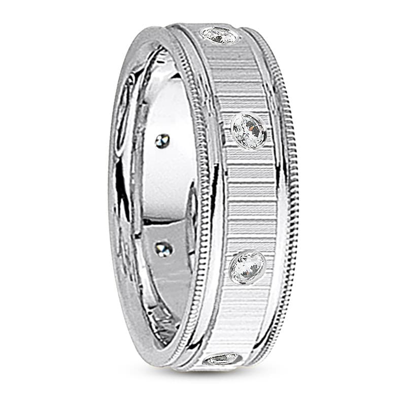 Ladies 14KT White Gold Platinum Traditional Wedding Band DB1008