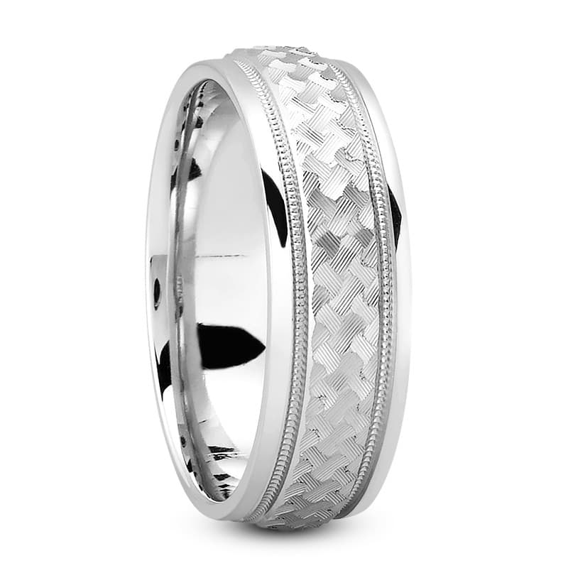 Mens 14KT White Gold Platinum Traditional Wedding Band M1071