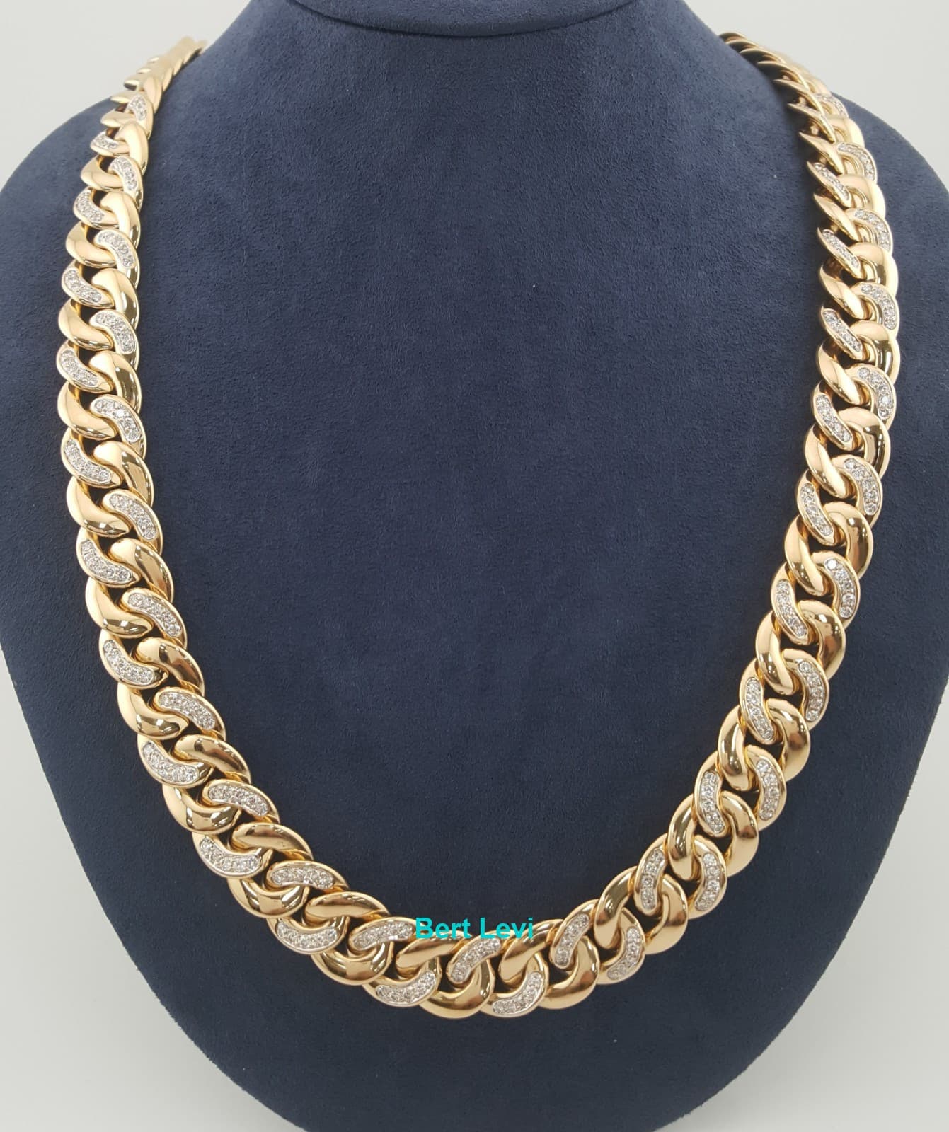 Diamond Cuban Chain Necklace 6 ct 18K Yellow Gold Germany 13.5 mm 244.5 Grams