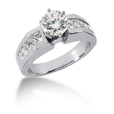 Ladies 14KT White Gold Platinum Fancy Engagement Set ENS532-A