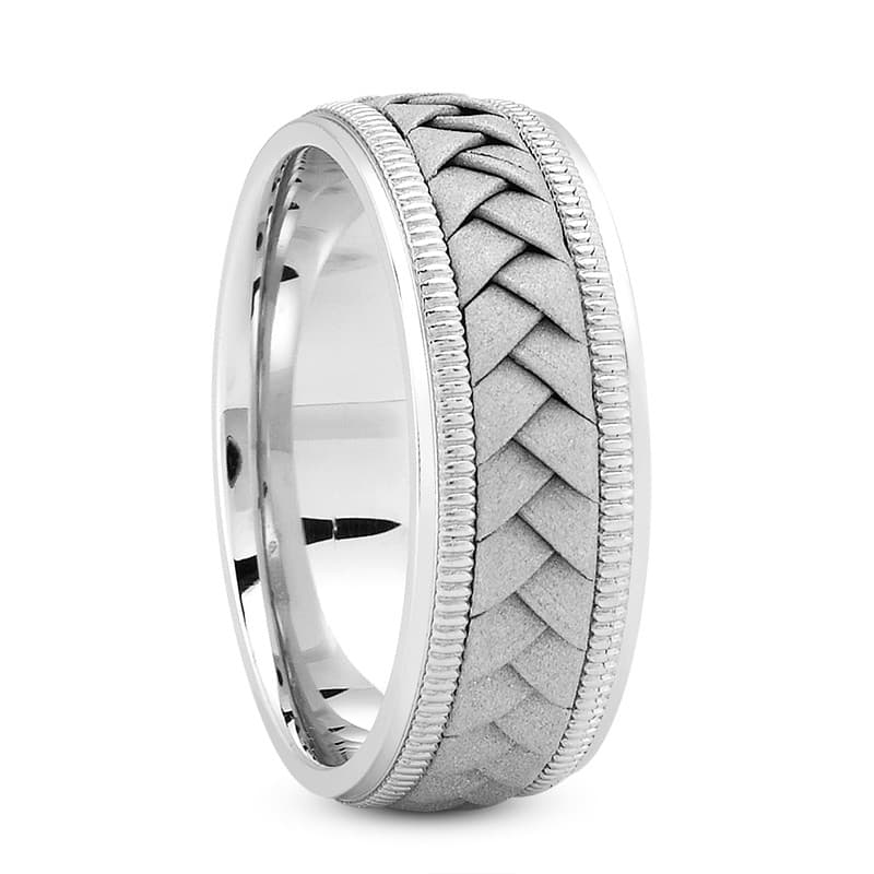 Ladies 14KT White Gold Platinum Traditional Wedding Band HM105