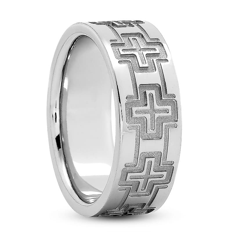 Mens 14KT White Gold Platinum Traditional Wedding Band M467