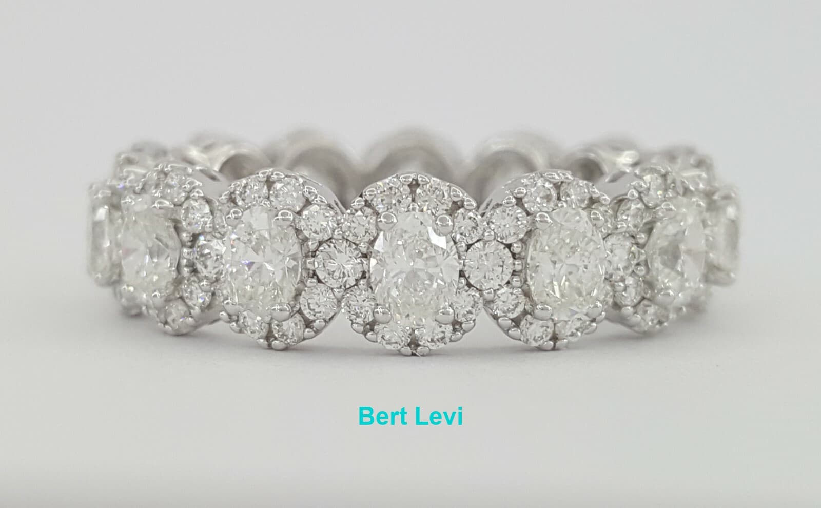 Oval Diamond Halo Full Circle Eternity Wedding Anniversary Band Ring 3.2 ct 14k