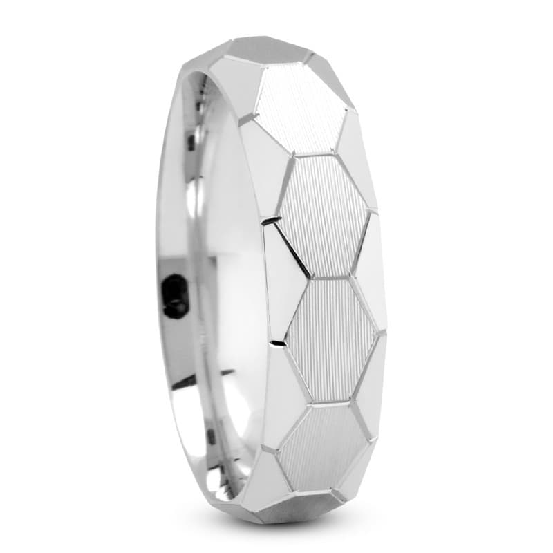Mens 14KT White Gold Platinum Traditional Wedding Band M579