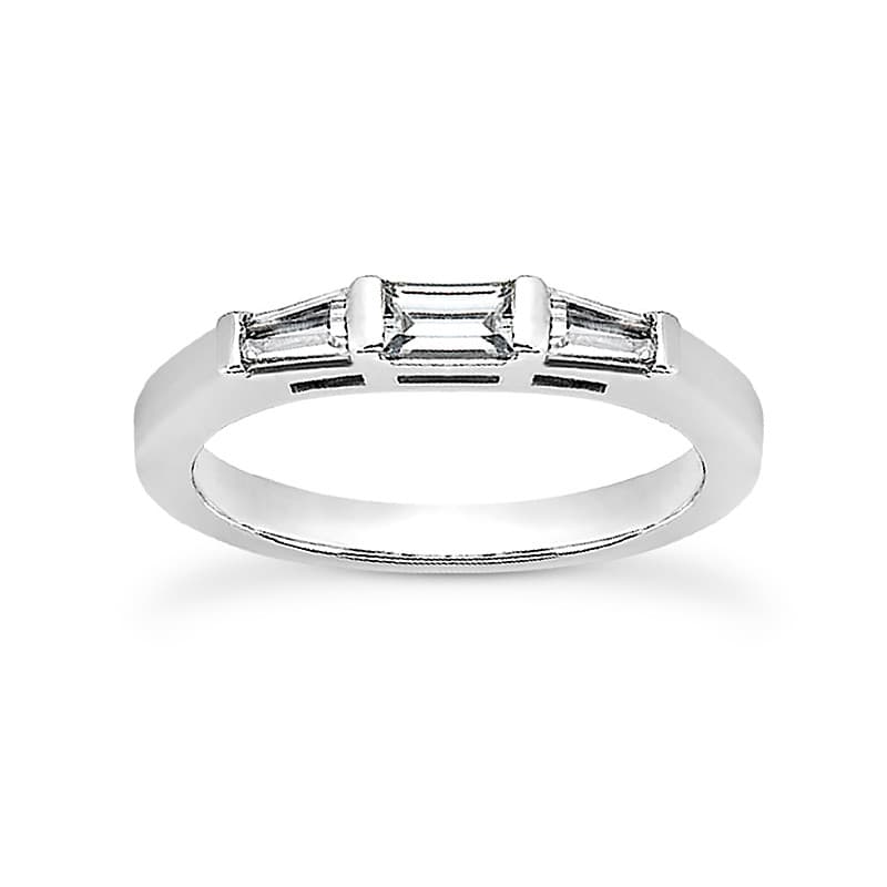 Ladies 14KT White Gold Platinum Three Stones Engagement Set ENS100-B