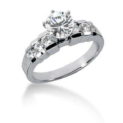 Ladies 14KT White Gold Platinum Fancy Engagement Set ENS704-A