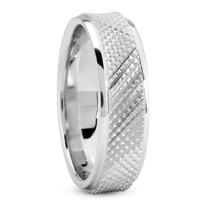 Mens 14KT White Gold Platinum Traditional Wedding Band M278