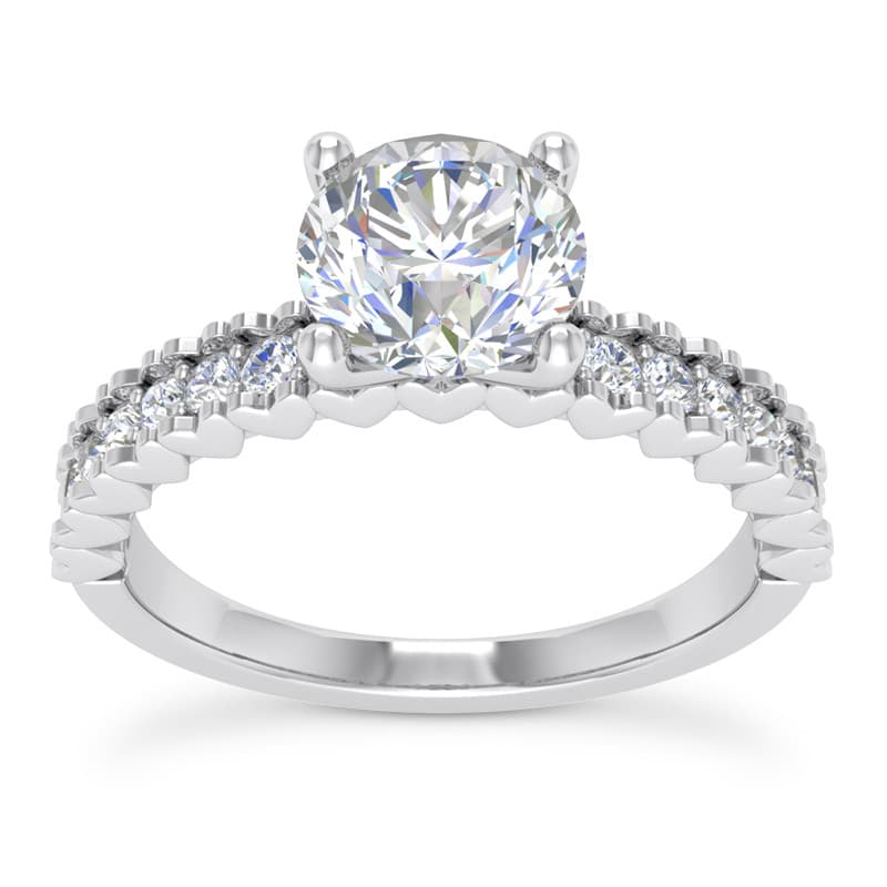 Ladies 14KT White Gold Platinum Fancy Engagement Set ENS2397-RD-A