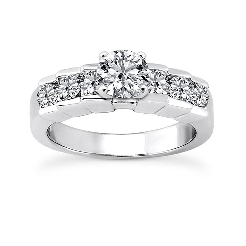 Ladies 14KT White Gold Platinum Fancy Engagement Set ENS706-A