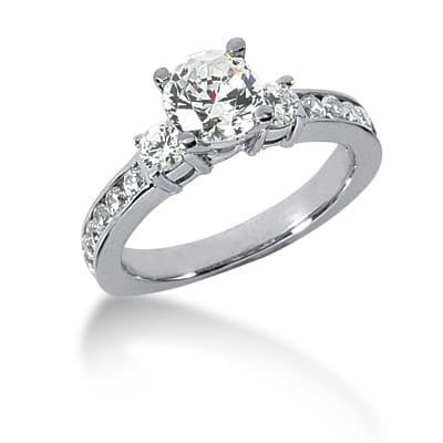 Ladies 14KT White Gold Platinum Fancy Engagement Set ENS763-A