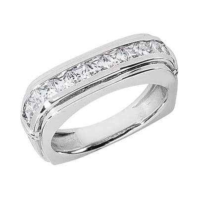 Mens 14KT White Gold Platinum Wedding Band MR1283